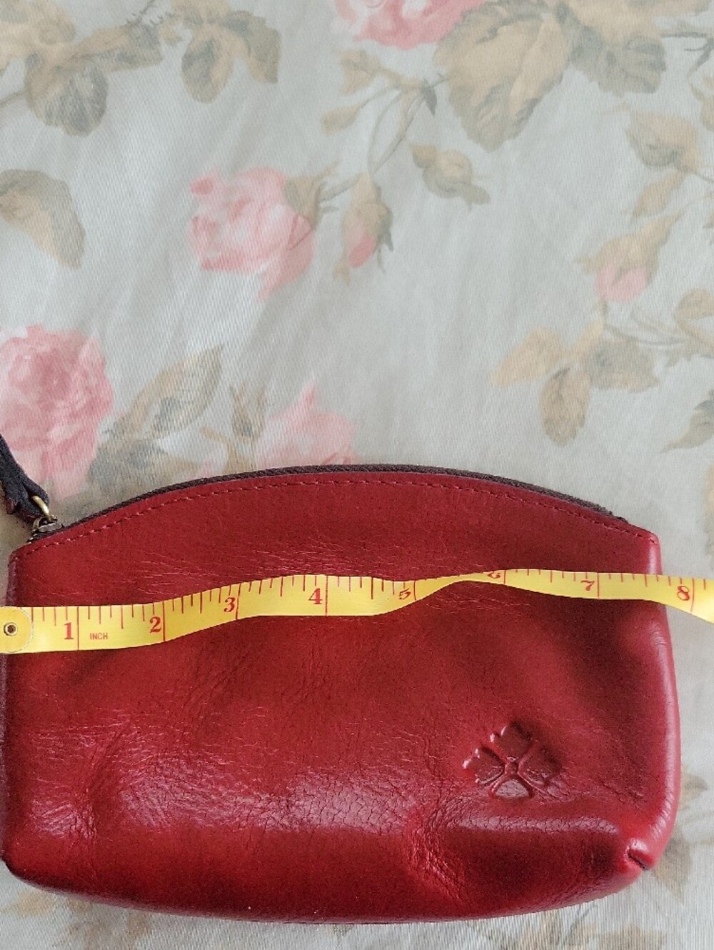 Patricia Nash Burgandy Leather Wrist Strap Cosmetic Pouch - Picture 7 of 8